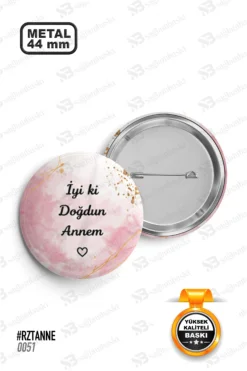 Çiçekli İyi Ki Varsın Canım Annem Rozet