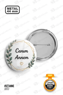 Canım Annem Temalı Çiçekli Rozet