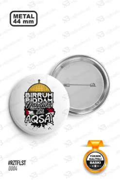 Birruh Biddam Nafdika Ya Aqsa Tasarımlı Kudüs Rozet