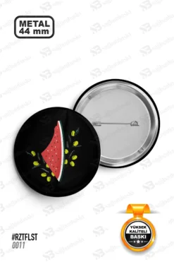 Filistin Karpuz ve Zeytin Dalı Tasarımlı Rozet