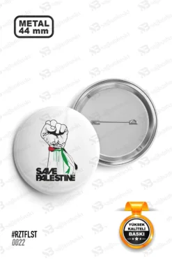 Save Palestine Yumruk Tasarımlı Rozet