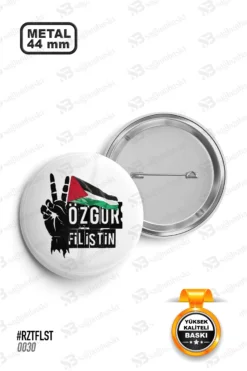 Özgür Filistin Temalı Zafer İşaretli Rozet