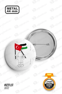 Hanzala Türkiye ve Filistin Bayraklı Rozet