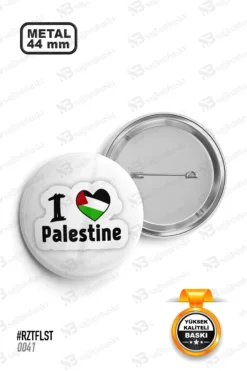 I Love Palestine Kalp Tasarımlı Rozet
