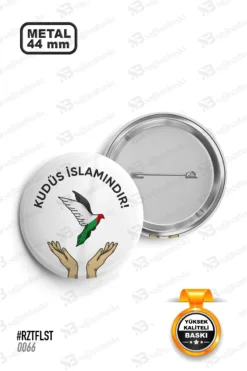 Kudüs İslamındır Filistin Bayraklı Güvercin Rozet