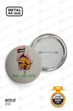 Free Palestine Taş Tutan El Tasarımlı Rozet