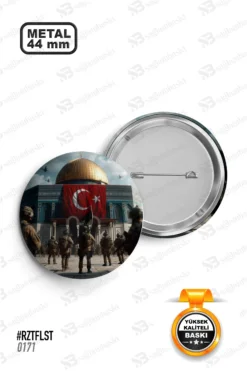 Kudüs Türk Bayraklı Asker Temalı Rozet