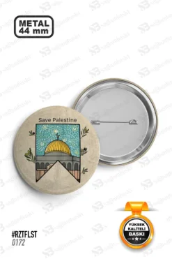 Save Palestine Kudüs Mescid-i Aksa Tasarımlı Rozet