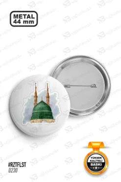Mescid-i Nebevi Yeşil Kubbe Tasarımlı Rozet