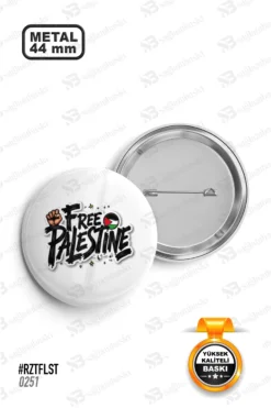 Free Palestine Yazılı Özgürlük Temalı Rozet